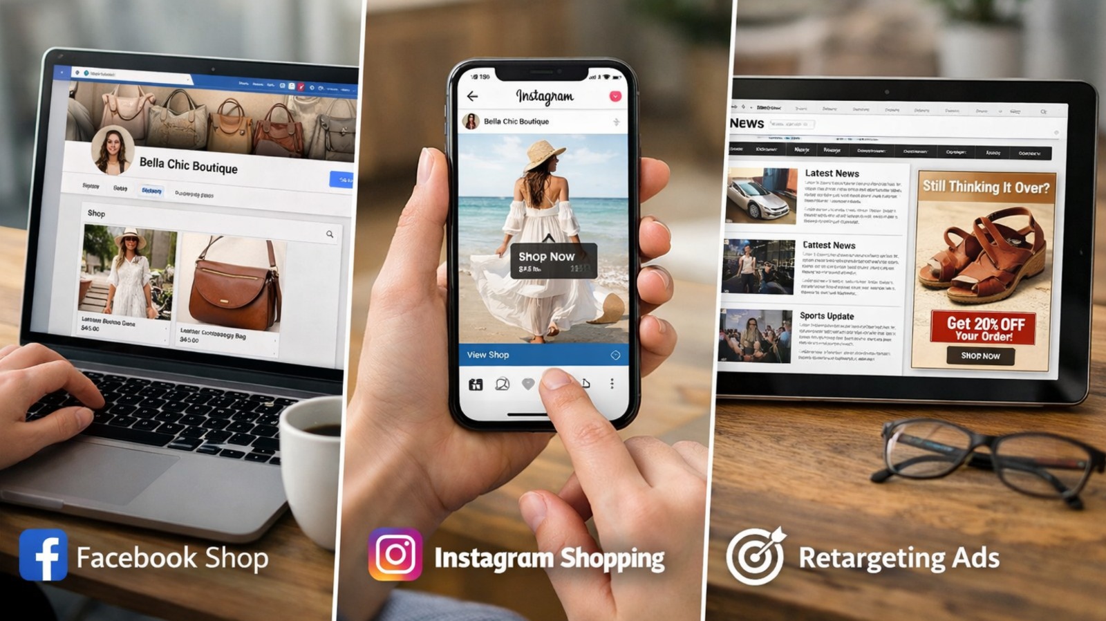 Facebook Shop, Instagram Shopping, Retargeting Ads